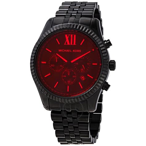 michael kors mens watch with red face|Michael Kors red coated watch.